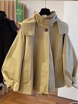 Y2k Long Sleeve Trench Coat Women Elegant Solid Hooded Coat Button Patchwork Bodycon Crop Tops Autumn Winter Streetwear 2026