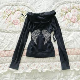 Vintage Jacket Grunge Zipper Sweatshirt Autumn and Winter Wings Print Slim Hoodie Gothic Fashion Trend Slim Street Outerwear y2k
