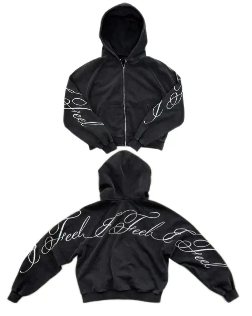 Y2K harajuku Gothic Letter Print Retro Fashion Men And Women Hoodie Hip-Hop Punk Style Black Oversized Zipper Sweatshirts