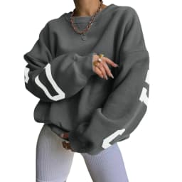 Combhasaki Women's Y2K Grunge Loose Pullover Sweatshirts Letter Print Casual Thickened Long Sleeve Tops Autumn Hoodie Streetwear