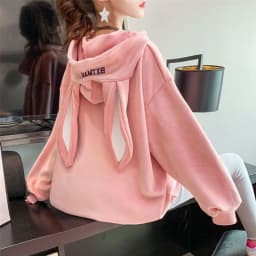 Women Hoodies With Rabbit Ear Autumn Winter Fleece Thicken Warm Ladies Harajuku Sweatshirts Female Hooded Pullovers Casual Tops
