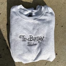Tim Burton Production Letters Embroidered Crewneck Sweatshirts Unisex Cotton Autumn Thick Pullover Vintage Style Casual Sweaters