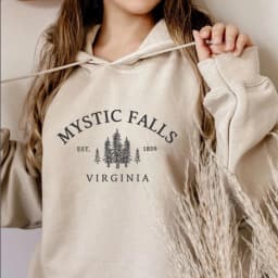 Mystic Falls Virginia Hoodie Salvatores Shirt Unisex Long Sleeve Crewneck Pullovers Hoodies Casual Sweater for Vampire Fans