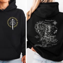 Middle Earth Map Hoodie Second Breakfast Club LOTR Sweater Middle-Earth Fan Apparel Tolkien The Shire Shirt LOTR Movie Hoodies