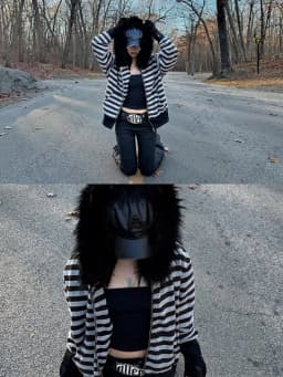Goth Aesthetic Women Hoodie Harajuku Retro Y2K Emo Girl Fur Collar Cardigan Sweatshirt Rock Punk Hip Hop Casual Loose Streetwear