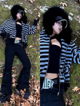Goth Aesthetic Women Hoodie Harajuku Retro Y2K Emo Girl Fur Collar Cardigan Sweatshirt Rock Punk Hip Hop Casual Loose Streetwear