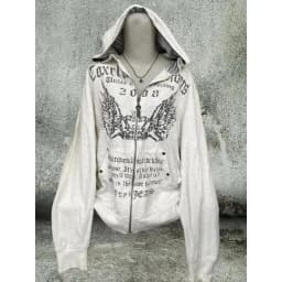 Gohic Vintage Sweatshirts Women's Jackets White Print Tunic Hooded Y2k Coat Streetwear Fashion Casual Hoodies Tops Ropa Mujer