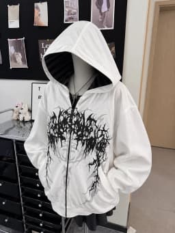 Gohic Vintage Sweatshirts Women's Jackets White Print Tunic Hooded Y2k Coat Streetwear Fashion Casual Hoodies Tops Ropa Mujer