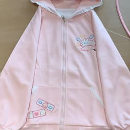 Japanese Cartoon Bunny Print Casual Kawaii Hoodies Y2k Aesthetic Lace Rabbit Ear Women Hoody Harajuku Autumn Zipper Sweatshirts