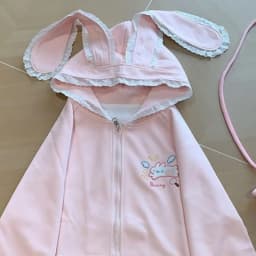 Japanese Cartoon Bunny Print Casual Kawaii Hoodies Y2k Aesthetic Lace Rabbit Ear Women Hoody Harajuku Autumn Zipper Sweatshirts