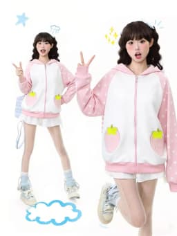 Japanese Kawaii Sweatshirt Long Seleeve Casual Women Subculture Hoodies Dots Print Coat Cute Sweet Style Chic Women Clothing