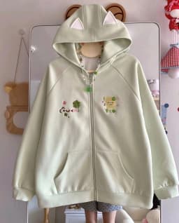 Japanese Kawaii Sweatshirt Long Seleeve Casual Women Subculture Hoodies Dots Print Coat Cute Sweet Style Chic Women Clothing