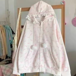 Japanese Kawaii Sweatshirt Long Seleeve Casual Women Subculture Hoodies Dots Print Coat Cute Sweet Style Chic Women Clothing