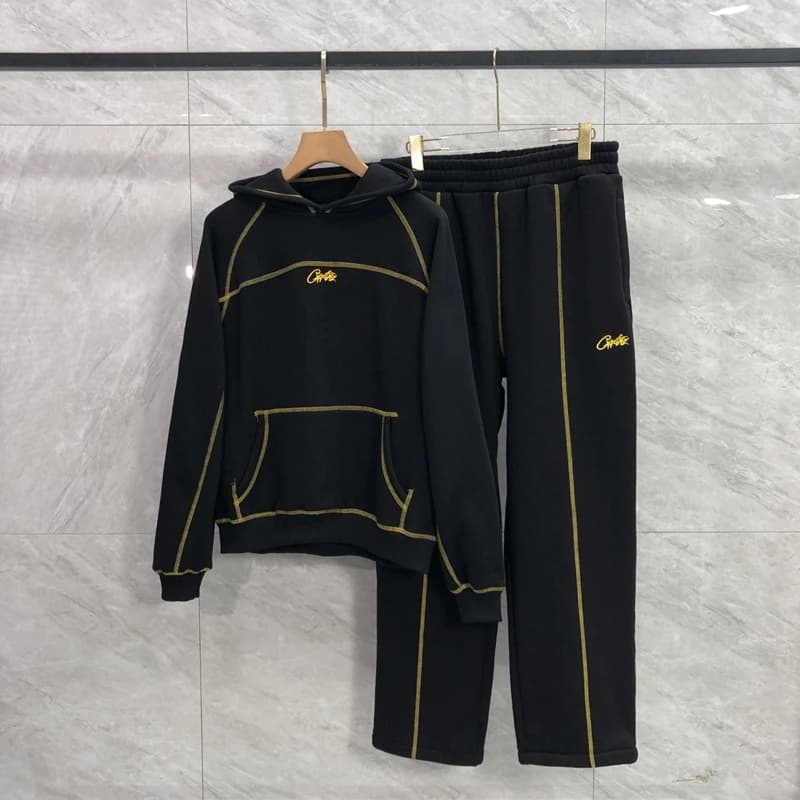 Devil Island Three Year Anniversary Limited Edition Embroidered Yellow Logo Hooded Fleece Sweatshirt Set Youth Long Sleeve
