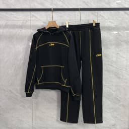 Devil Island Three Year Anniversary Limited Edition Embroidered Yellow Logo Hooded Fleece Sweatshirt Set Youth Long Sleeve