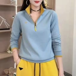 2025 Autumn Fashion Casual Zipper Personality Long Sleeve Women's Sweatshirt Top Polyester Fiber 100% New Style Sweatshirt
