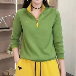 2025 Autumn Fashion Casual Zipper Personality Long Sleeve Women's Sweatshirt Top Polyester Fiber 100% New Style Sweatshirt