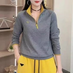 2025 Autumn Fashion Casual Zipper Personality Long Sleeve Women's Sweatshirt Top Polyester Fiber 100% New Style Sweatshirt
