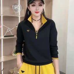 2025 Autumn Fashion Casual Zipper Personality Long Sleeve Women's Sweatshirt Top Polyester Fiber 100% New Style Sweatshirt