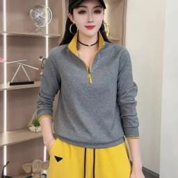 2025 Autumn Fashion Casual Zipper Personality Long Sleeve Women's Sweatshirt Top Polyester Fiber 100% New Style Sweatshirt