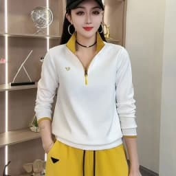2025 Autumn Fashion Casual Zipper Personality Long Sleeve Women's Sweatshirt Top Polyester Fiber 100% New Style Sweatshirt