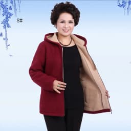 Autumn Women Fleece Jacket 2026 New Grandma Velvet Hooded Sweatshirt Cotton Warm Winter Jacket Coat Female Tops Basic Coats 5XL