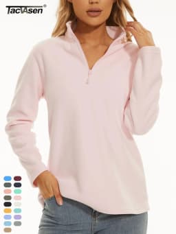 TACVASEN Stand Collar 1/4 Zip Fleece Pullover Womens Outdoor Sports Casual Tops Autumn Winter Lightweight Soft Warm Sweatshirt