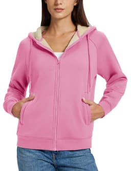 TACVASEN Women's Zip Up Sheerpa Hoodies Outdoor Sweatshirts Coats with Pockets Witner Warm Casual Fleece Lined Full-Zip Jackets