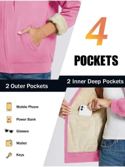 TACVASEN Women's Zip Up Sheerpa Hoodies Outdoor Sweatshirts Coats with Pockets Witner Warm Casual Fleece Lined Full-Zip Jackets
