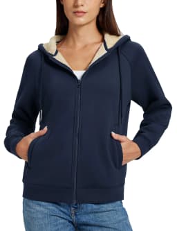 TACVASEN Women's Zip Up Sheerpa Hoodies Outdoor Sweatshirts Coats with Pockets Witner Warm Casual Fleece Lined Full-Zip Jackets