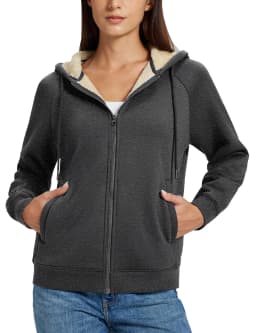 TACVASEN Women's Zip Up Sheerpa Hoodies Outdoor Sweatshirts Coats with Pockets Witner Warm Casual Fleece Lined Full-Zip Jackets