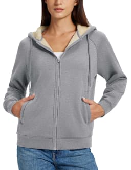 TACVASEN Women's Zip Up Sheerpa Hoodies Outdoor Sweatshirts Coats with Pockets Witner Warm Casual Fleece Lined Full-Zip Jackets