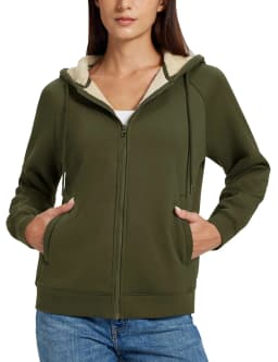 TACVASEN Women's Zip Up Sheerpa Hoodies Outdoor Sweatshirts Coats with Pockets Witner Warm Casual Fleece Lined Full-Zip Jackets