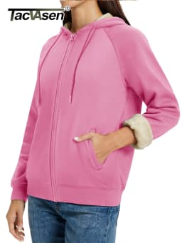 TACVASEN Women's Zip Up Sheerpa Hoodies Outdoor Sweatshirts Coats with Pockets Witner Warm Casual Fleece Lined Full-Zip Jackets