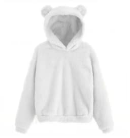 Autumn Winter Women's Hoodies Winter Women Long Sleeve Rabbit Ear Hood Sweatshirt Cute Plush Warm Casual Hoodie Tops