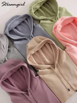 Streamgirl Winter Warm Fleece Hoodies For Women Green White Loose Sweatshirts With Hoodie Pink Pullover Hoodies Women Velvet Top