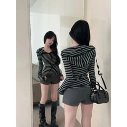 Korean Striped Hooded Sweatshirt for Women Spring Autumn New Bottoming Tops Vintage Subcultural Long Sleeve Pullovers