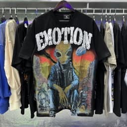 MIXED EMOTION Rhinestone Short Sleeve Men Women Tshirt Streetwear Cotton Loose Round Neck Top Tees Oversized Tee Top Trendy
