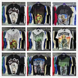 MIXED EMOTION Rhinestone Short Sleeve Men Women Tshirt Streetwear Cotton Loose Round Neck Top Tees Oversized Tee Top Trendy