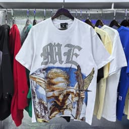 MIXED EMOTION Rhinestone Short Sleeve Men Women Tshirt Streetwear Cotton Loose Round Neck Top Tees Oversized Tee Top Trendy