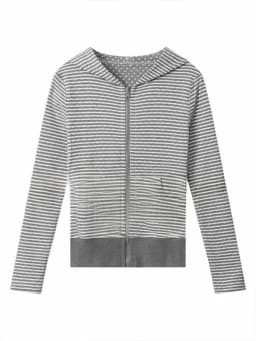 Slim Fit American Style Hooded Cardigan Sweatshirt Women's Short Thin Autumn New Fashion Versatile Open Cardigan Striped Spot...