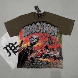 New Release RMIXED EMOTION Rhinestone Shirt Streetwear Cotton Loose Round Neck Top Tees Oversized Tee Top Trendy