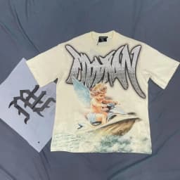 New Release RMIXED EMOTION Rhinestone Shirt Streetwear Cotton Loose Round Neck Top Tees Oversized Tee Top Trendy