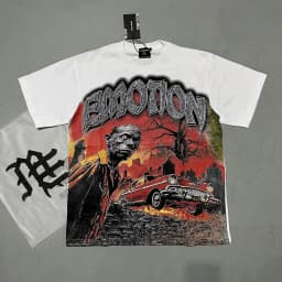 New Release RMIXED EMOTION Rhinestone Shirt Streetwear Cotton Loose Round Neck Top Tees Oversized Tee Top Trendy