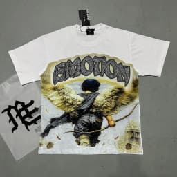 New Release RMIXED EMOTION Rhinestone Shirt Streetwear Cotton Loose Round Neck Top Tees Oversized Tee Top Trendy