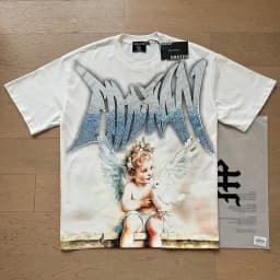 New Release RMIXED EMOTION Rhinestone Shirt Streetwear Cotton Loose Round Neck Top Tees Oversized Tee Top Trendy
