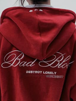 American Style Loose Casual Hoodie Women's Trendy Red Embroidery Lazy Style Sweatshirt Comfortable Breathable Long Sleeve