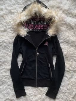 Y2K Retro Fur Collar Zipper  Hoodie Sweatshirts Women Kawaii Letter Graphic Print Tops Jacket Harajuku Gothic Sexy Slim Clothes