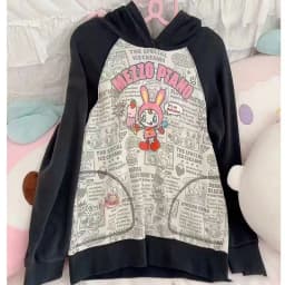 Harajuku Sweet Long Sleeve Hoodie Women Casual Cartoon Print Japan Style Kawaii Hooded Sweatershirt Bodycone All Season