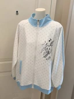 HOUZHOU Y2k White Cutecore Juminocore Polka Dot Women Zipper Hoodies Sweet Long Sleeve Japanese Style Coat Kawaii Loose Casual